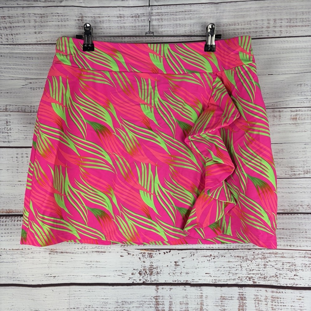 Tzu Tzu Mia Skort - Maki Hot Pink Tropical UPF 50 - Sz Large - Golf MADE IN USA - Picture 2 of 8